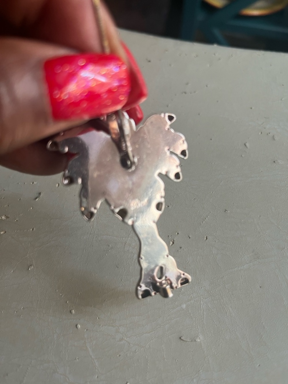 Gold & Silver Palm Tree Rhinestone Pin - Picture 2 of 3